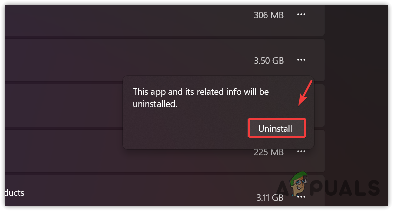 Uninstalling the application in which the problem is occurring