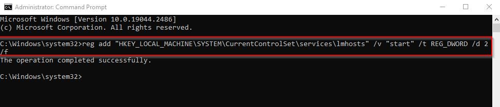 Changing value data in lmhosts