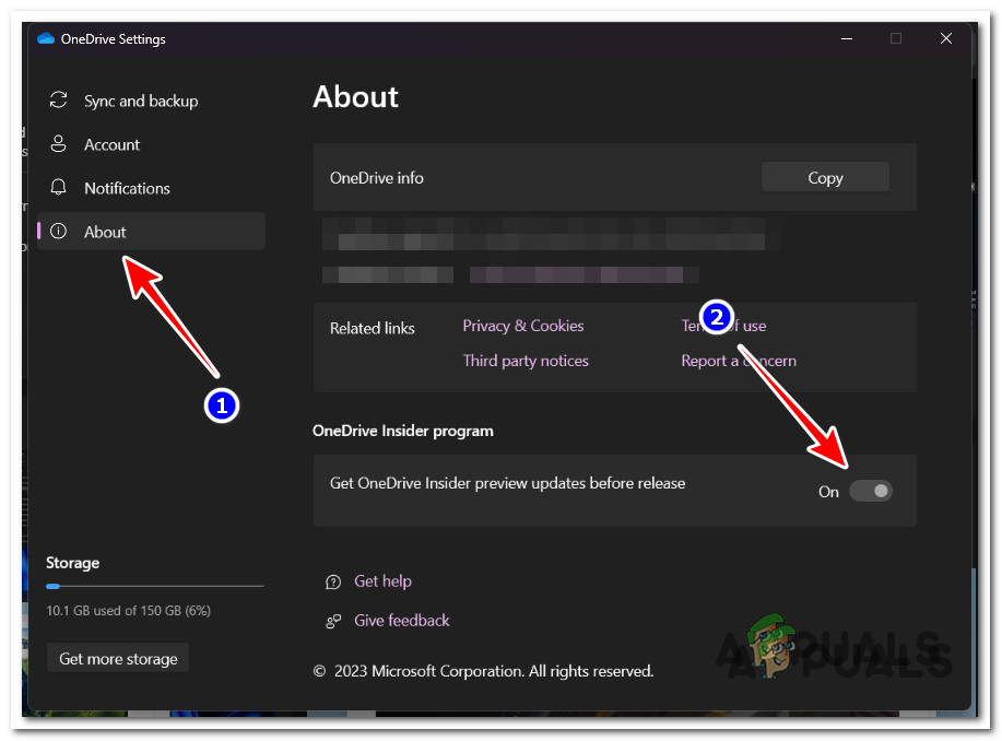Access the About tab