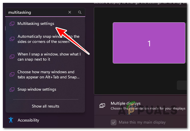 Access the Multi Tasking settings