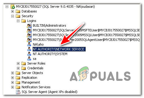 Accessing the Properties screen of Local service