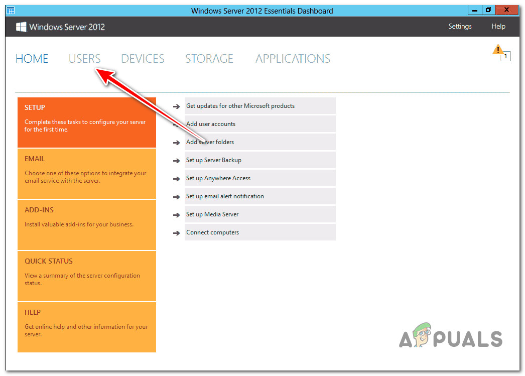 Accessing the users tab