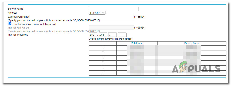 Adding internal and external ports