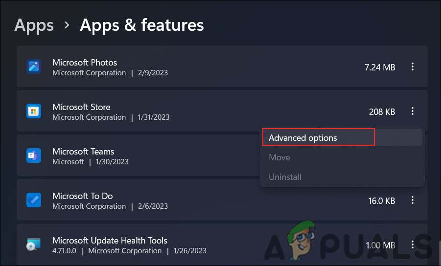 Access the advanced options