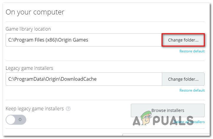 Changing the download folder