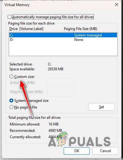 Setting Custom Virtual Memory Size