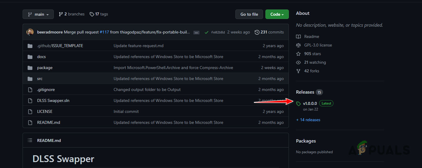 Navigating to Latest DLSS Swapper Release