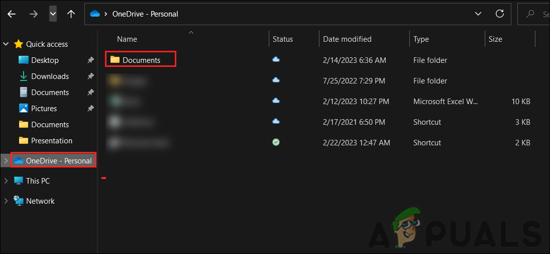 Access the documents folder