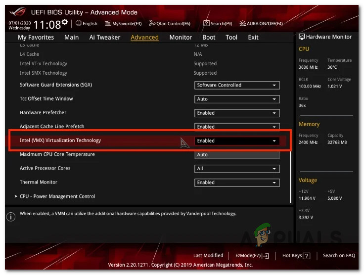 Disabling the VMX virtualization for an AMD CPU