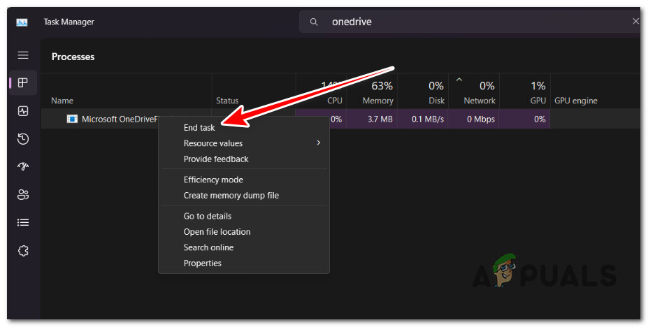 Ending the Onedrive task
