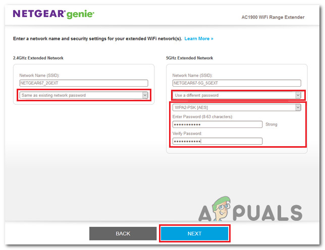 Establishing the credentials for extender network