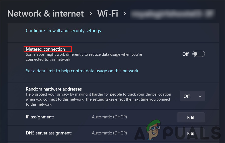 Disable the metered connection