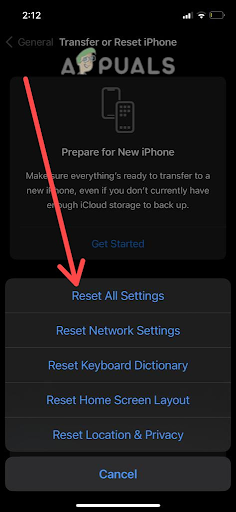 Select Reset Network Settings