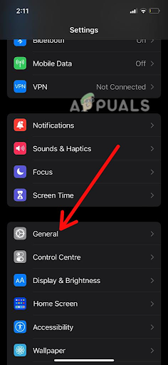 Tap on the General option