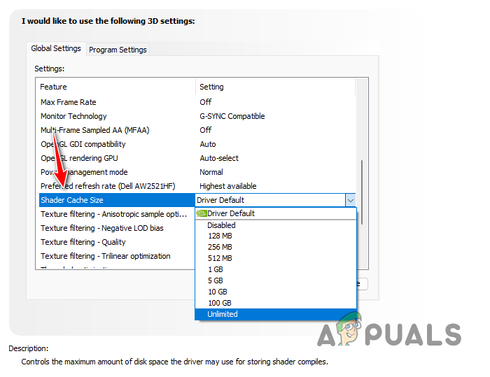 Changing Shader Cache Size