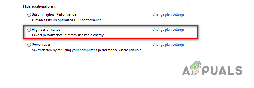 Choosing High Performance Plan