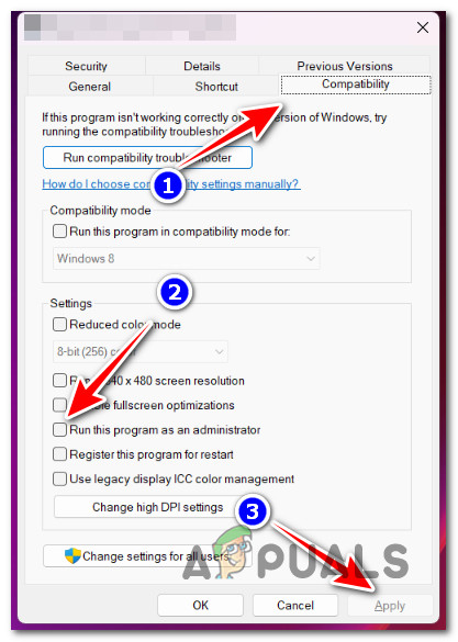 Running the program with admin access