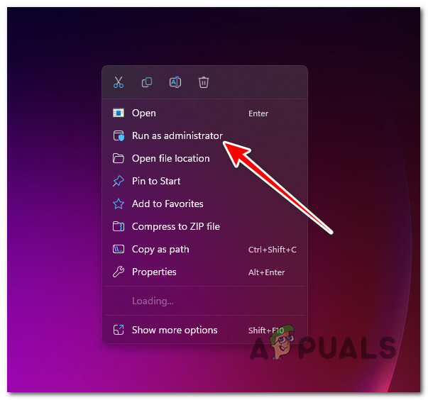 Running as administrator