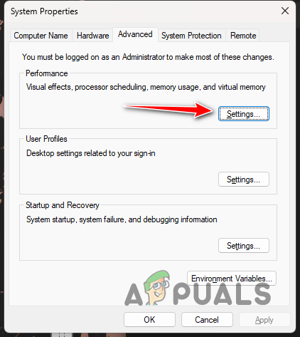 Navigating to Performance Settings