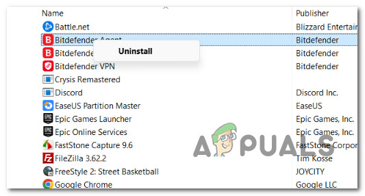 Uninstall antivirus suite