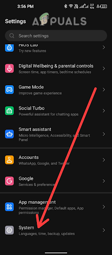 click on System option