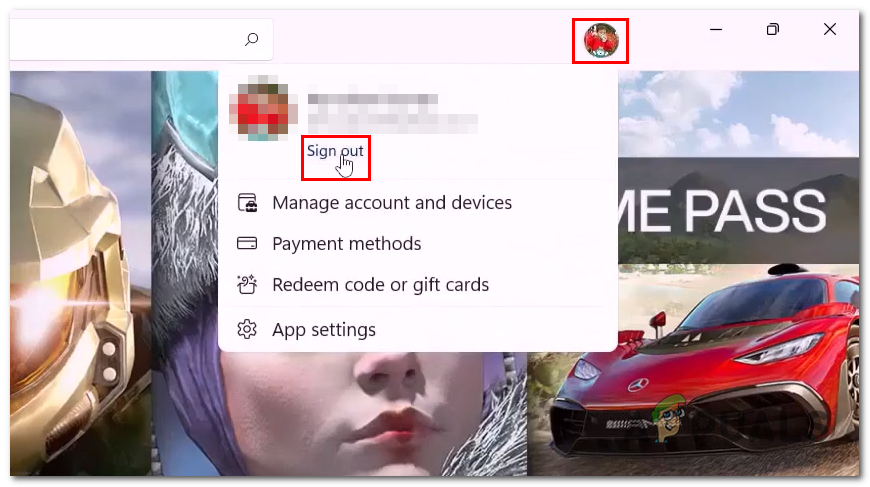 Logging out of the Microsoft store 
