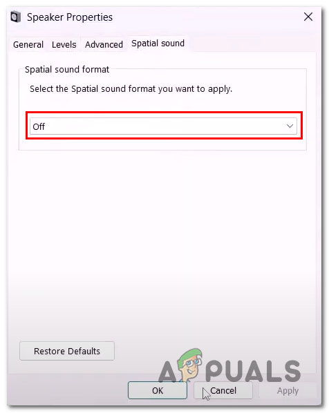 Turning off spatial sound