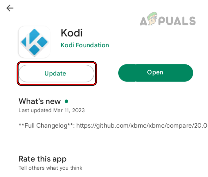 Update Kodi on an Androd Device