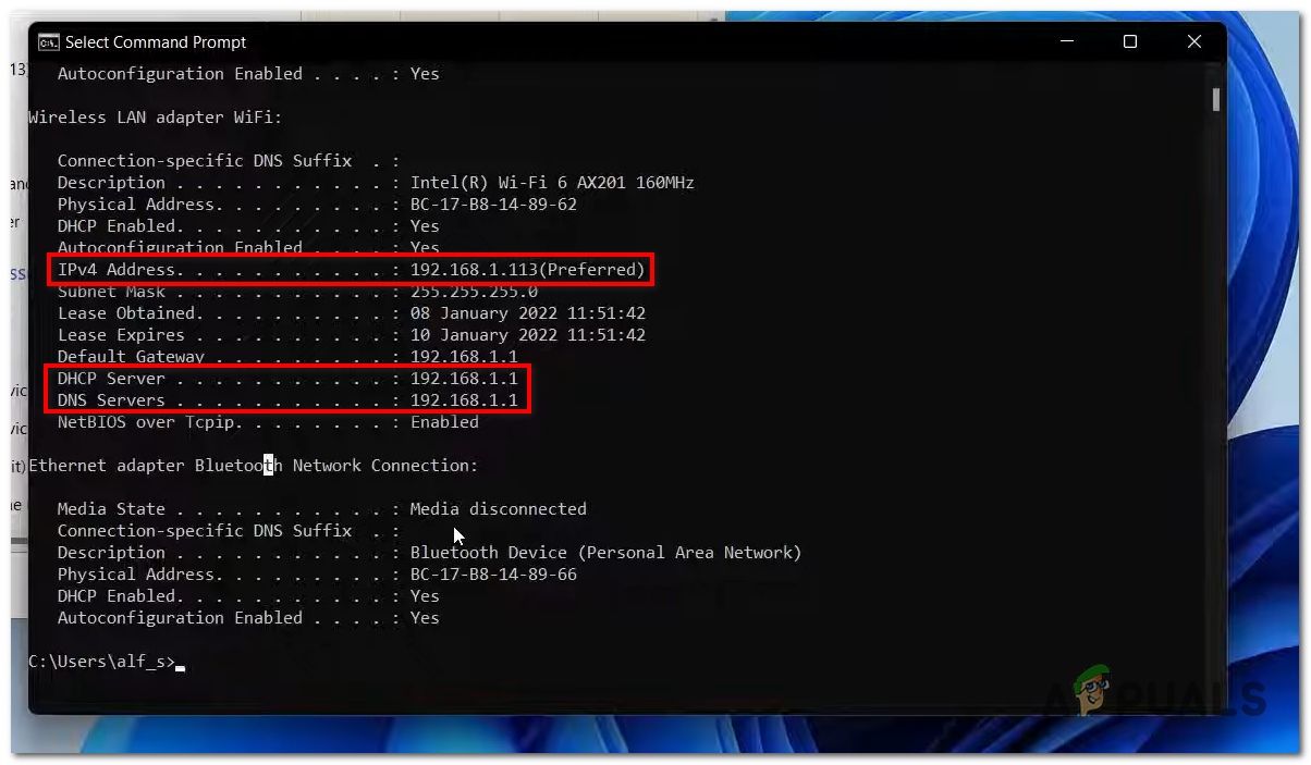Saving the network connection addresses