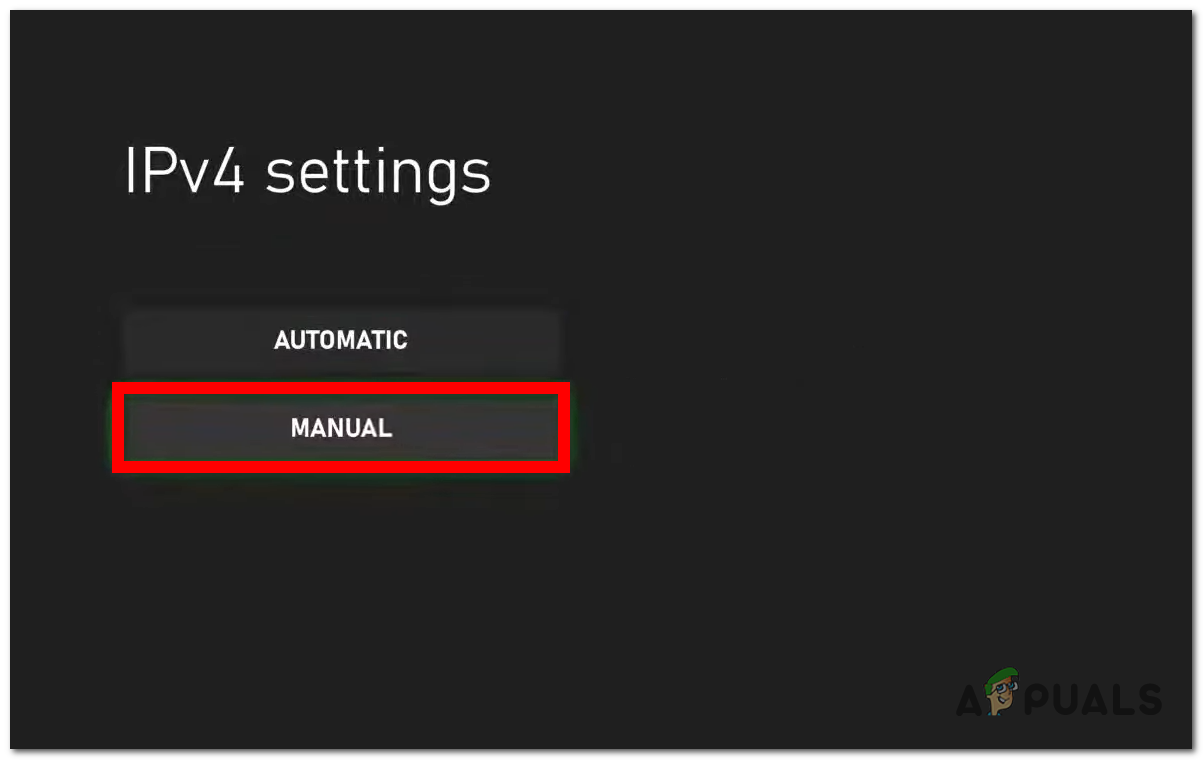 Selecting the Manual IPv4 Settings