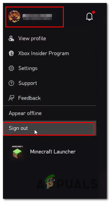 Logging out of the Xbox app 