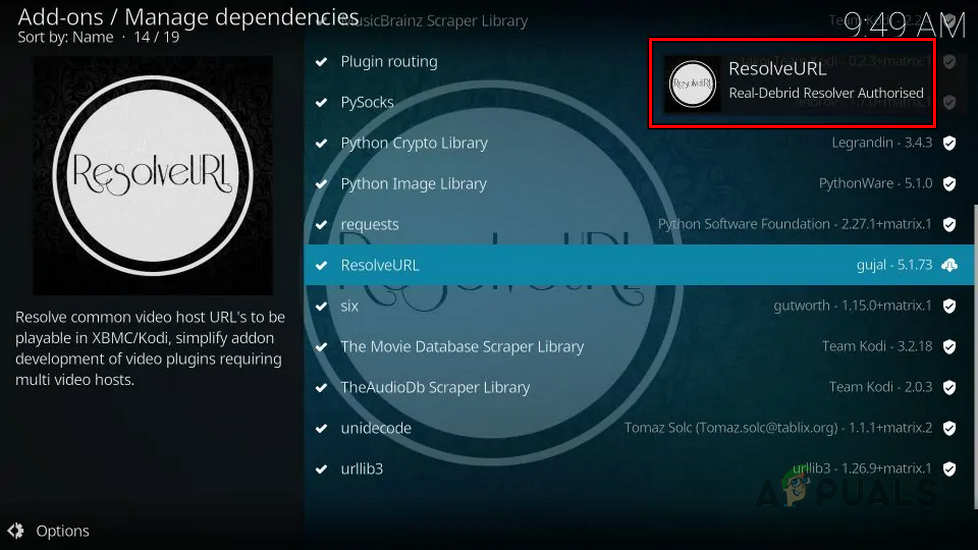 Real Debrid Authorised Notification on Kodi