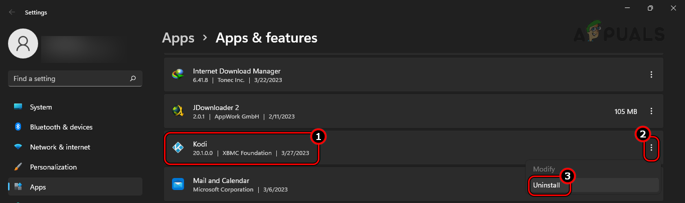 Uninstall Kodi on Windows