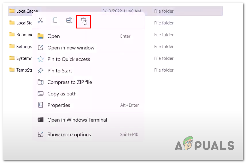 Deleting the Mcirosfot store LocalCache