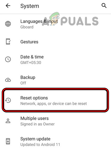 Open Reset Options in the Android Phone Settings
