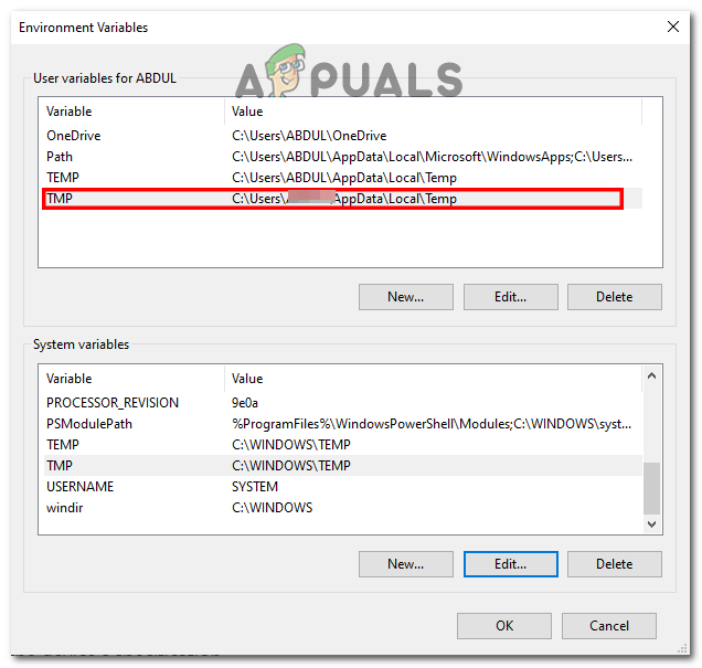 Clicking TMP variable