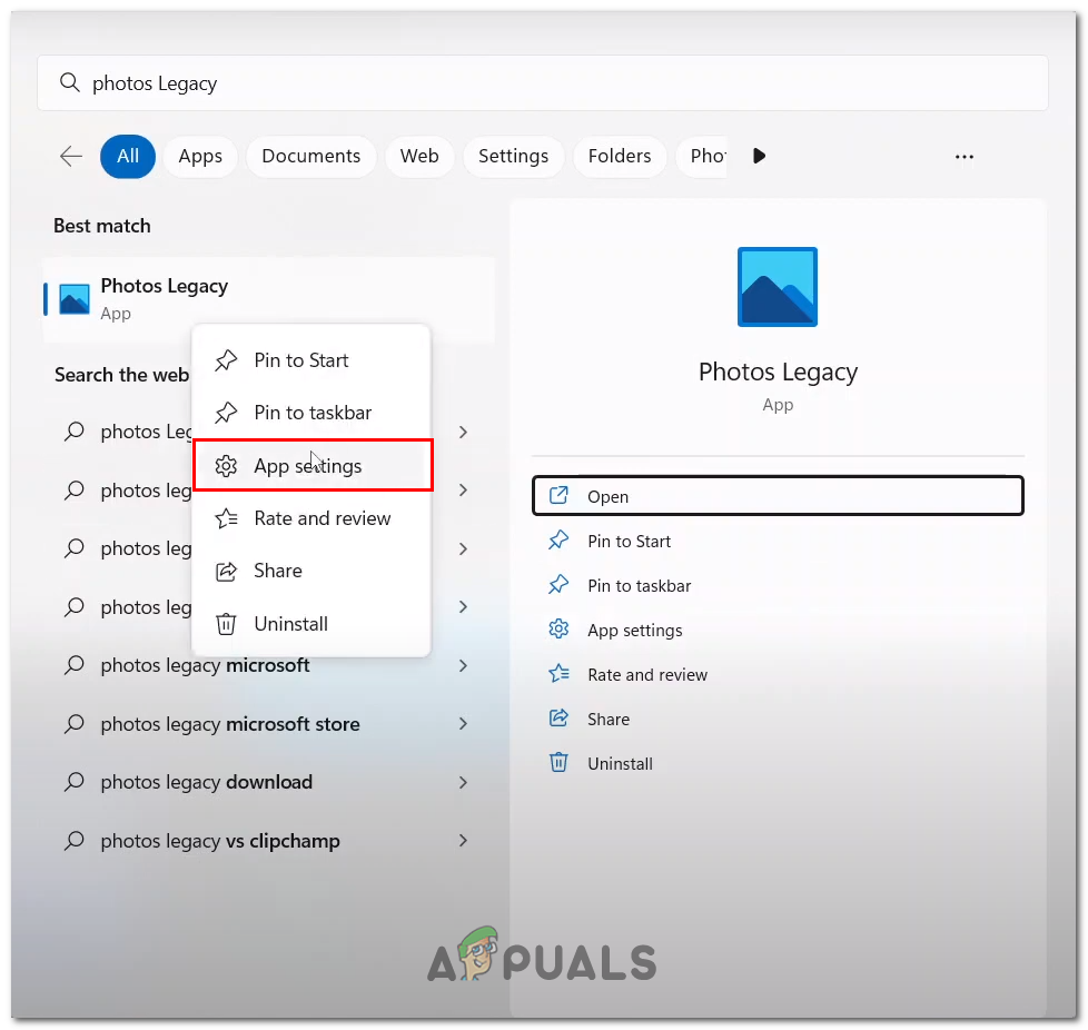 Opening the "app settings" of the video editor application