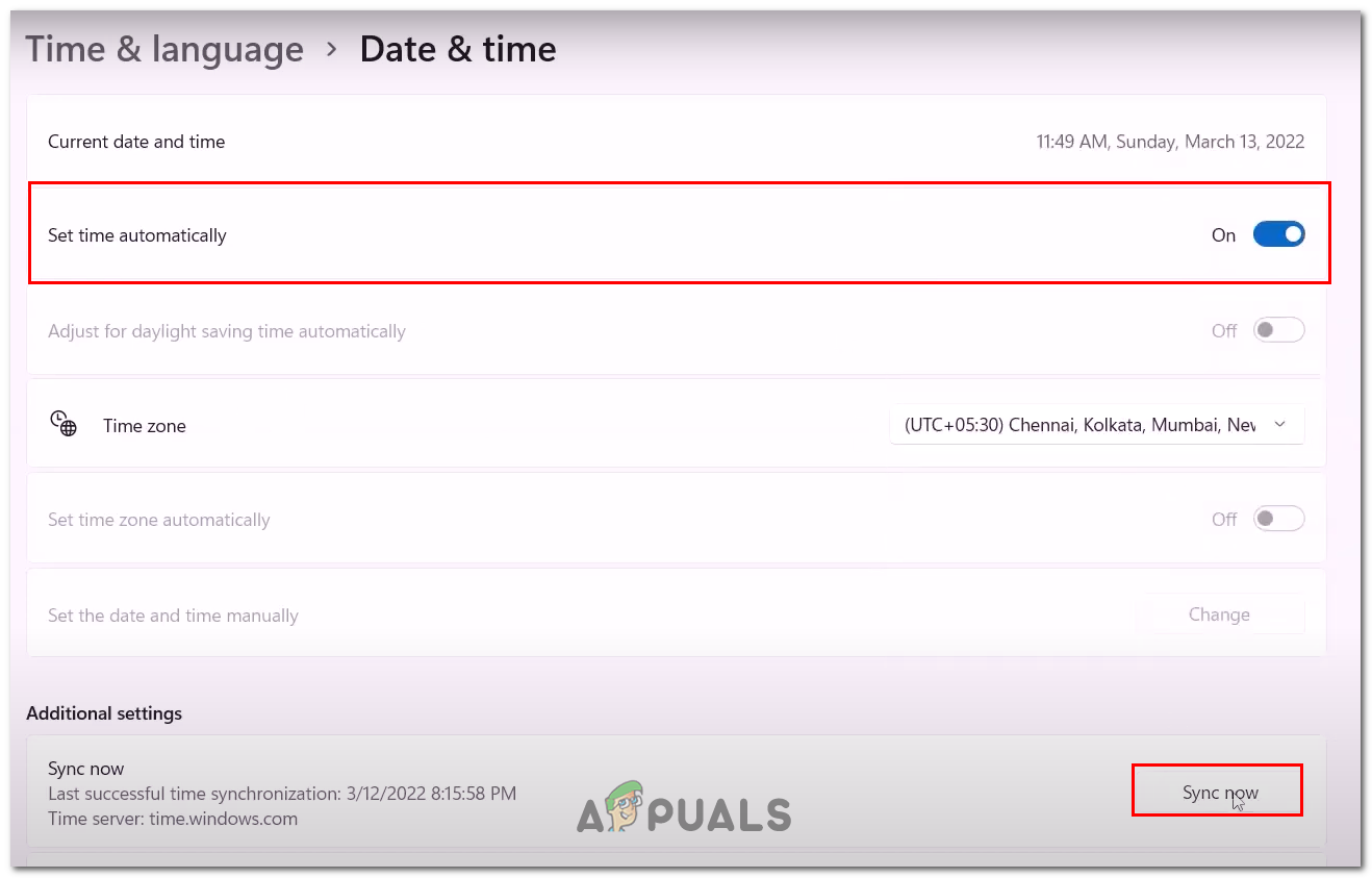 Configuring the date and time manually
