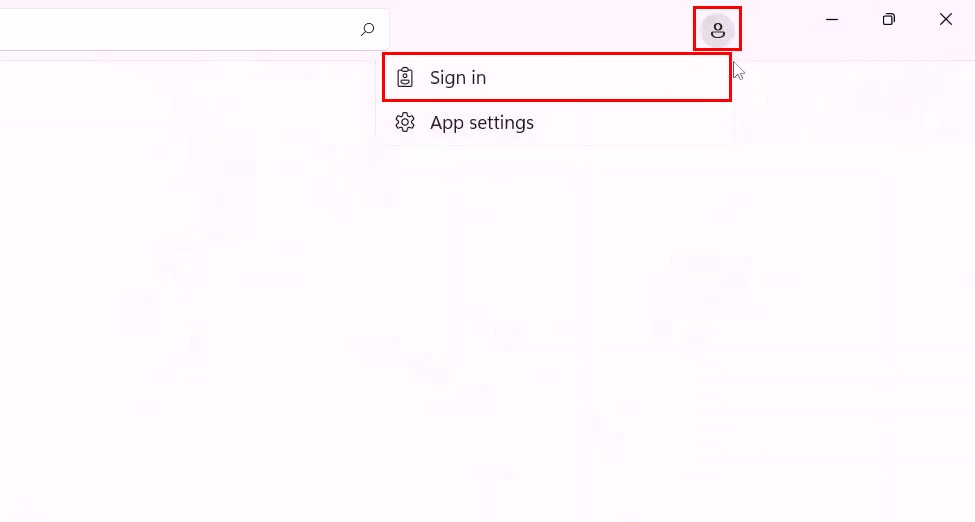 Signing into the Microsoft store