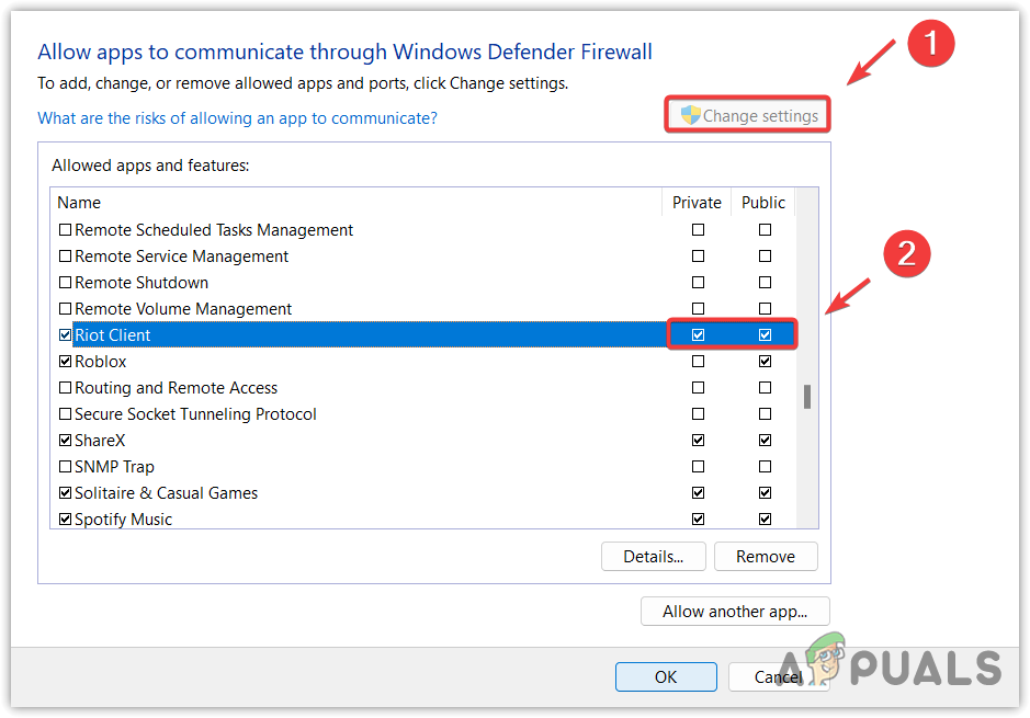 Allowing Riot Client from the firewall settings