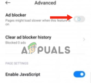 Turning off the Adblocker