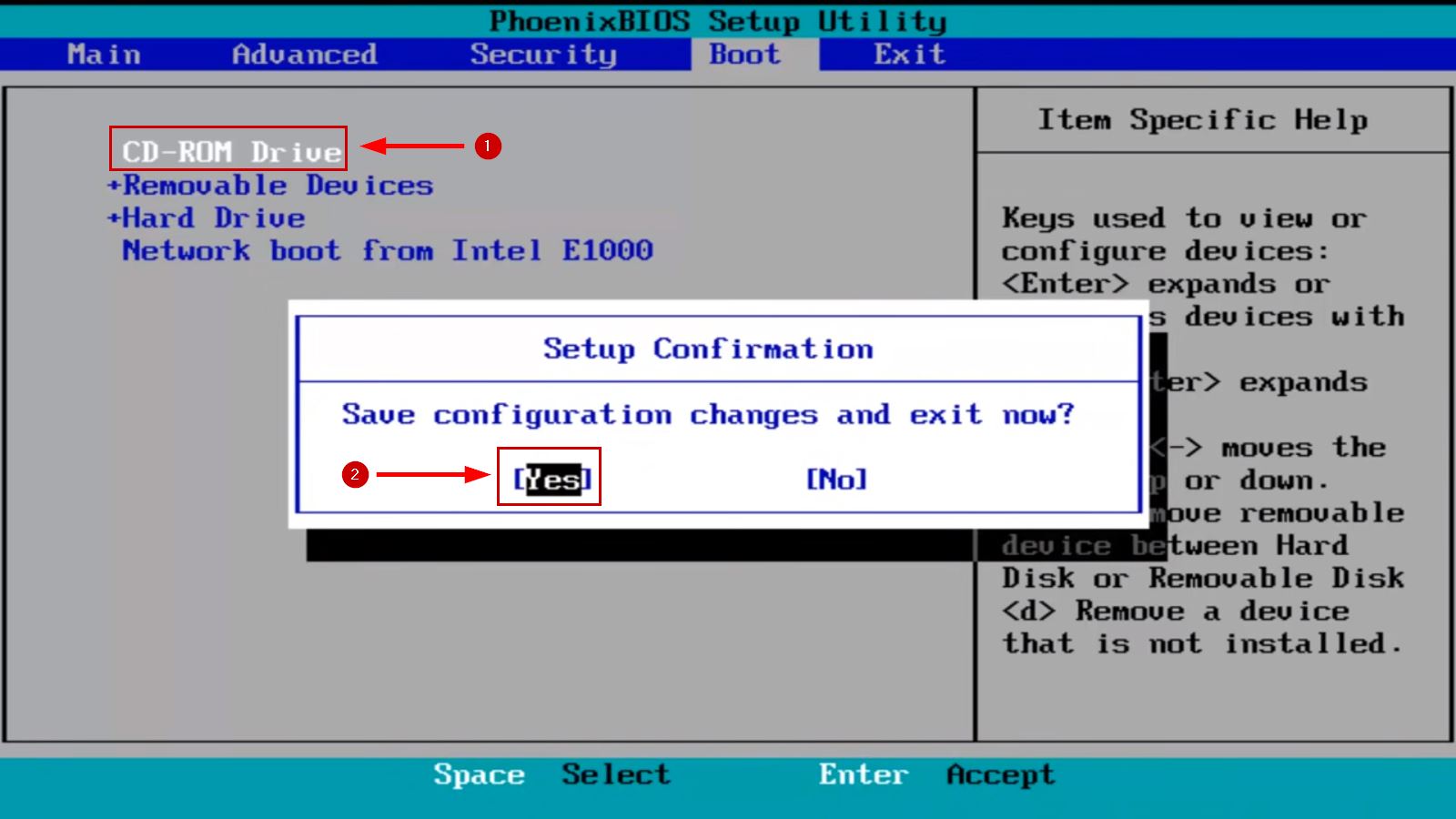 Setting the CD-ROM Drive as the primary boot option