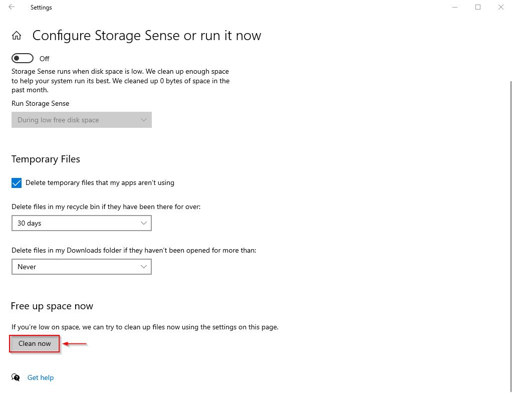 Cleaning up files to free space