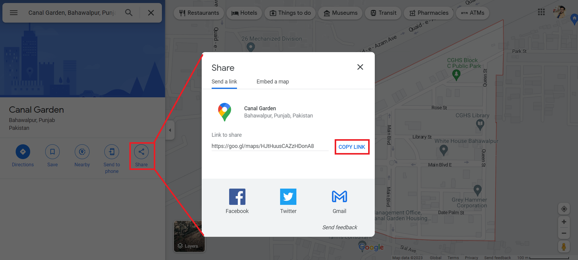 Click on Share button