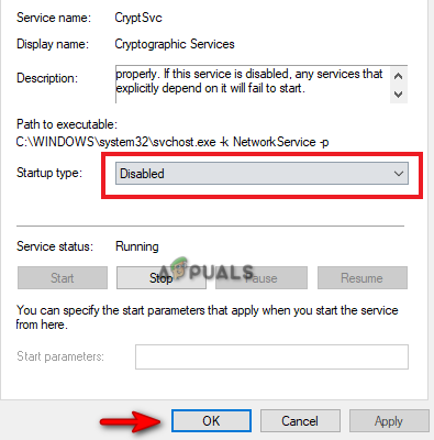 Disabling the service