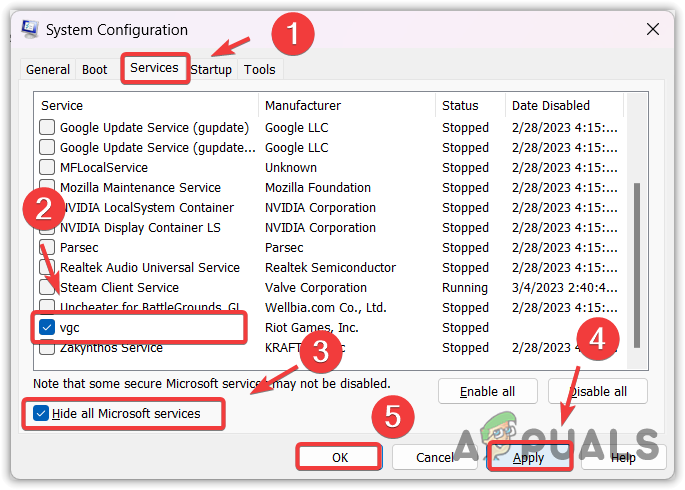 Enabling vgc service to start with Windows