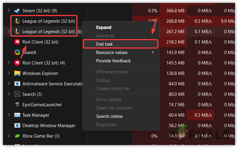 End Tasking League Client from Task Manager