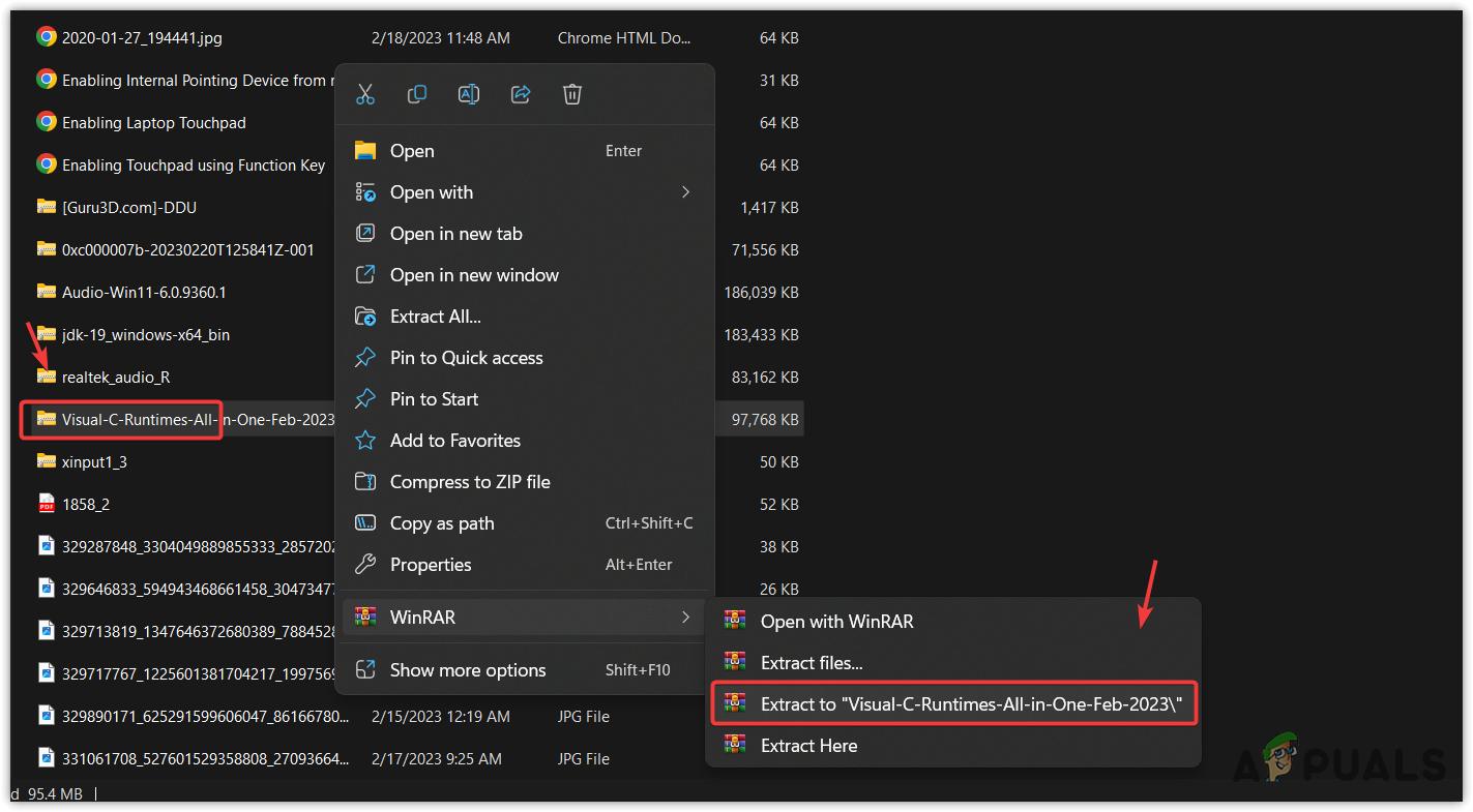 Extracting VC Runtimes ZIP folder