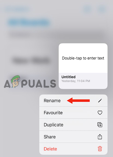 Clicking on the Rename options