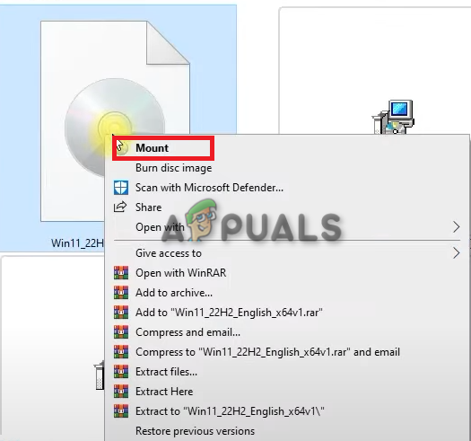 Mounting the ISO file